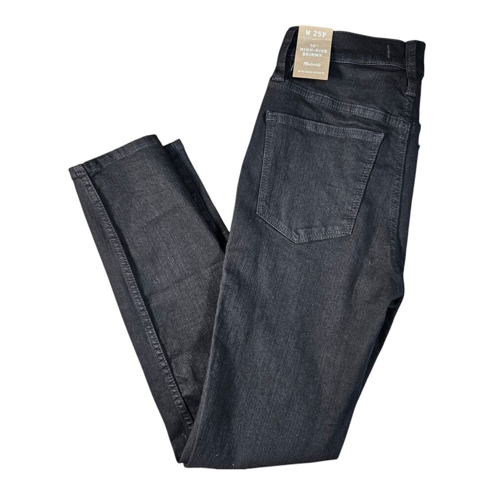 New Madewell Black Jeans Size P25 10" High Rise Skinny 5 Pocket Design